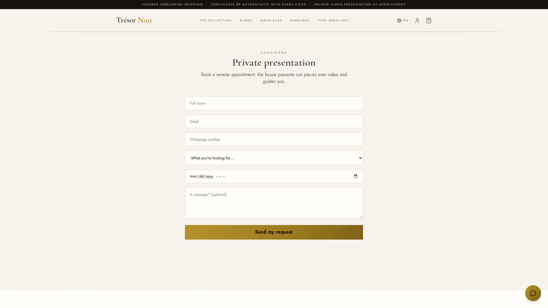 Private video presentation booking
